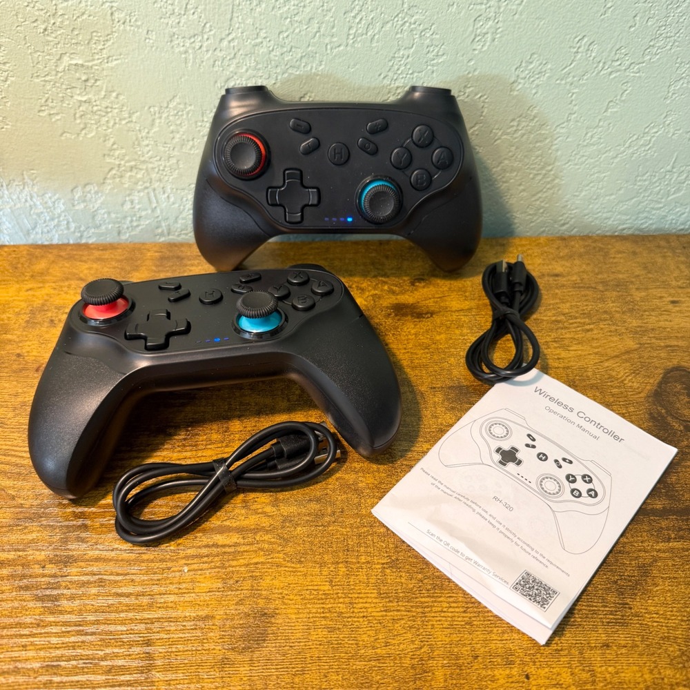 2 Pack Wireless Controller for Nintendo Switch RH-320 Black Turbo Gamepad Set